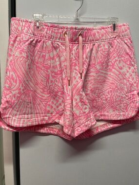NWOT Lilly Pulitzer 5” Kylar Knit Terry Short L/Large/Lg Pelican Pink Sea Cups